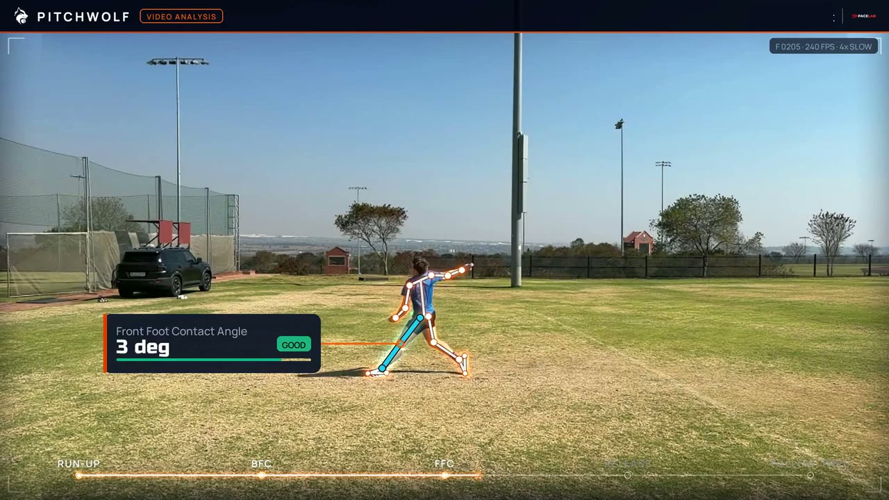 Pitchwolf video analysis of a real bowler